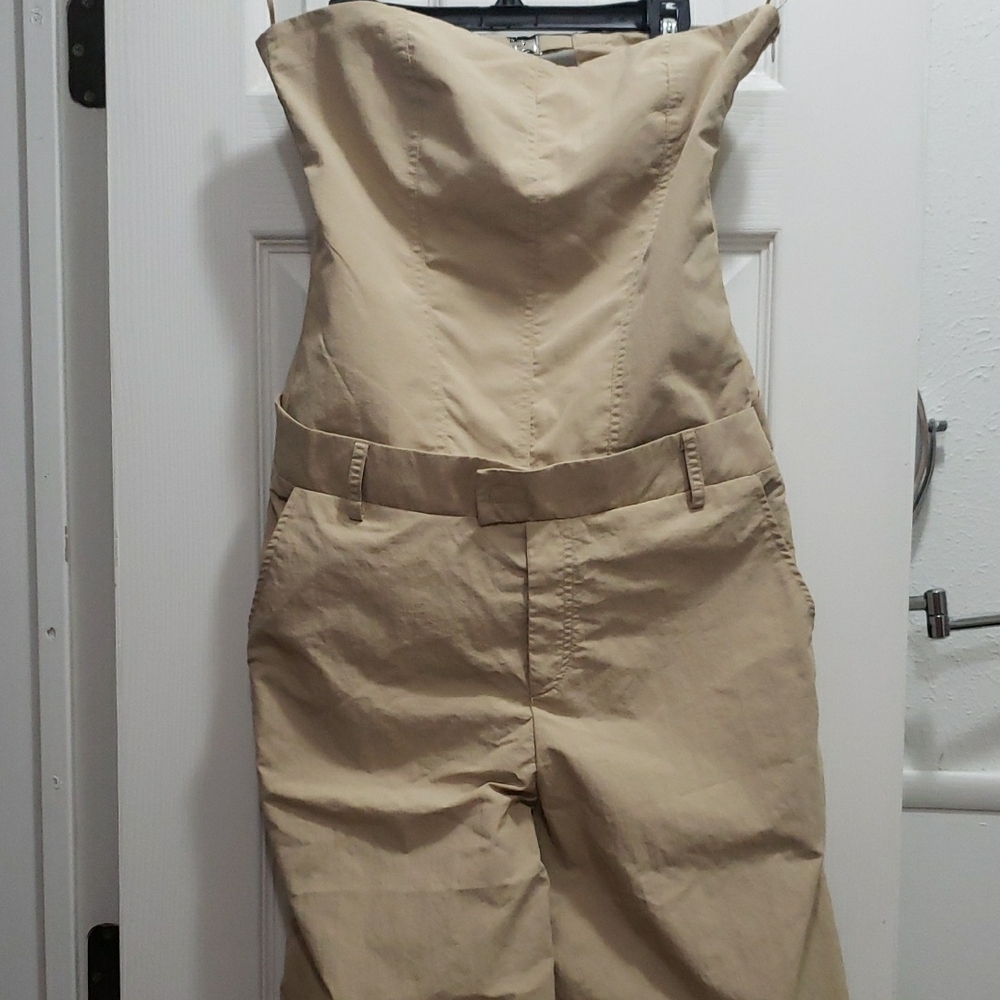 Zara Beige Strapless Jumpsuit